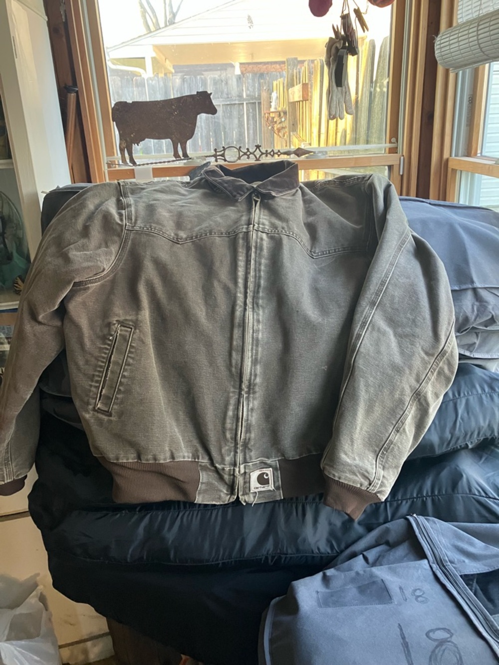 Carhartt Chestnut Brown Duck Canvas Bomber Jacket